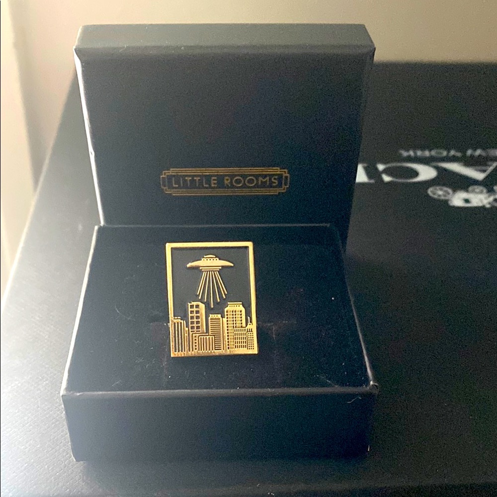 Little Rooms Gold and Black UFO Pin
